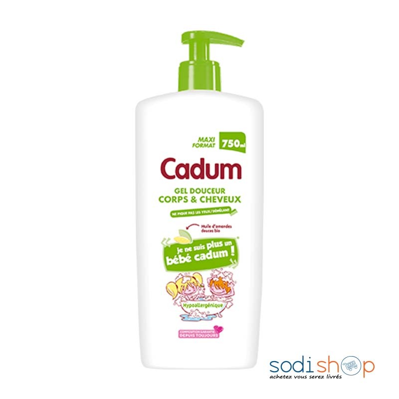 Cadum Gel Douche Douceur Corps et Cheveux Pour Enfant – Huile d’Amandes Douces Bio Hypoallergénique 750ml BLD00171