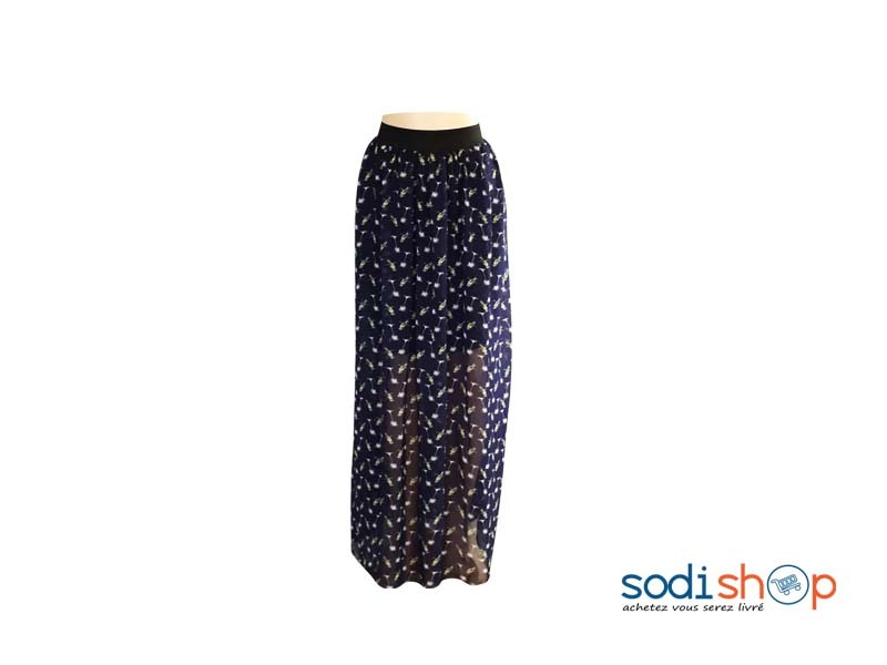 Jupe Évasée – Taille Élastiquée Couleur Bleu Pour Femme-AD00135